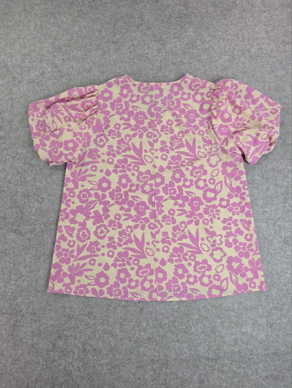 entro Cream Blouse with Pink Floral Print Women's XL Shirt Top - Picture 6 of 6